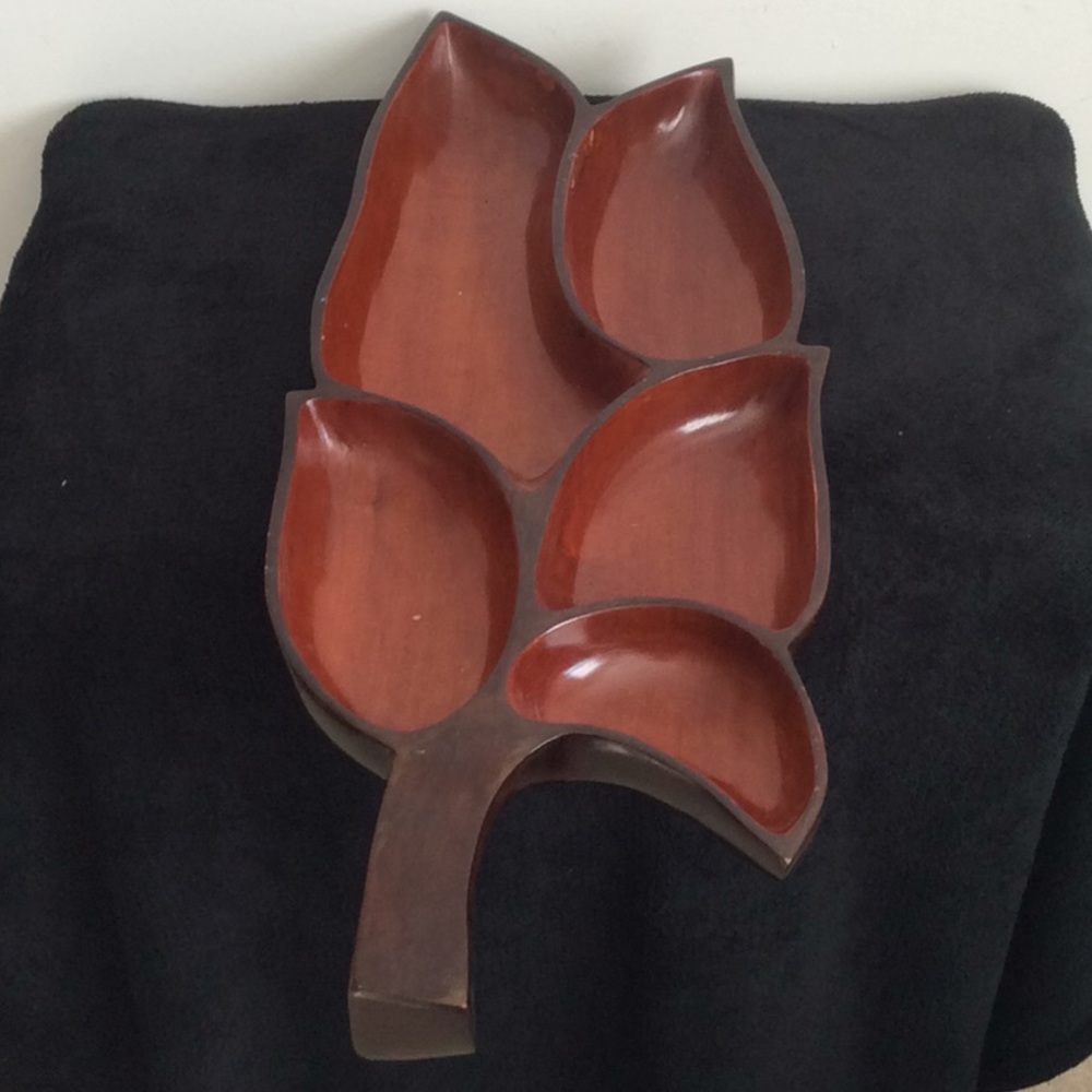 Wooden serving bowl Haiti w/ free bag